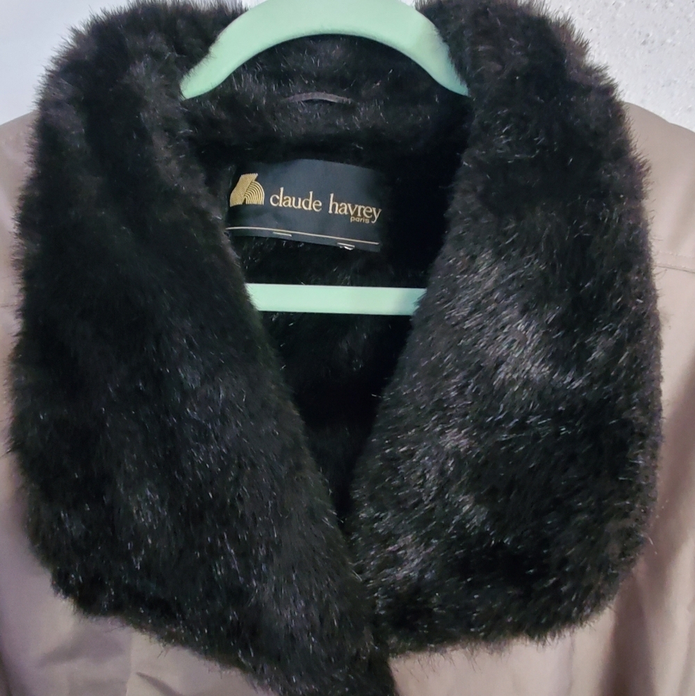Vintage Claude Havrey Tan Nylon Faux Fur Liner Coat. XL. - Picture 9 of 14